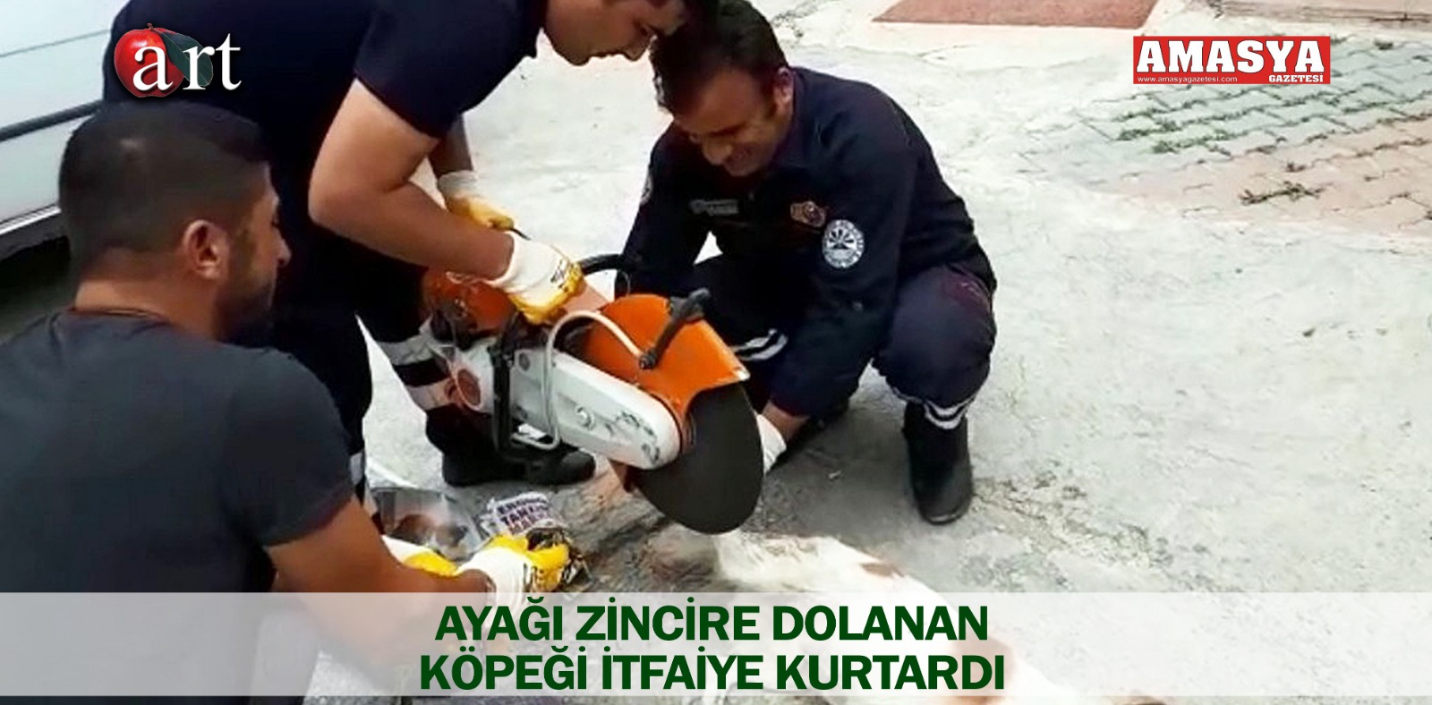 AYAĞI ZİNCİRE DOLANAN KÖPEĞİ İTFAİYE KURTARDI