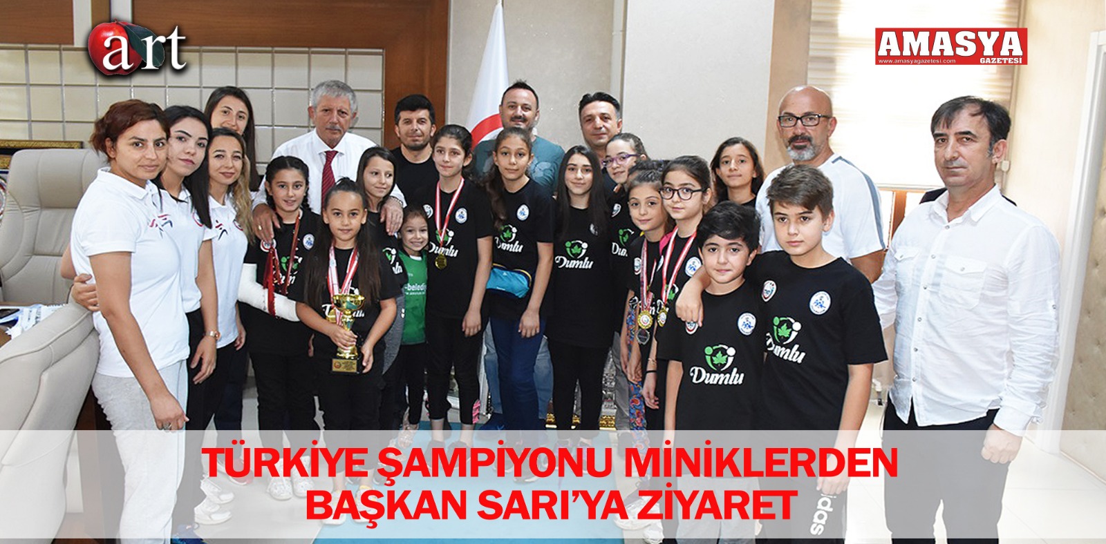 TÜRKİYE ŞAMPİYONU MİNİKLERDEN BAŞKAN SARI’YA ZİYARET