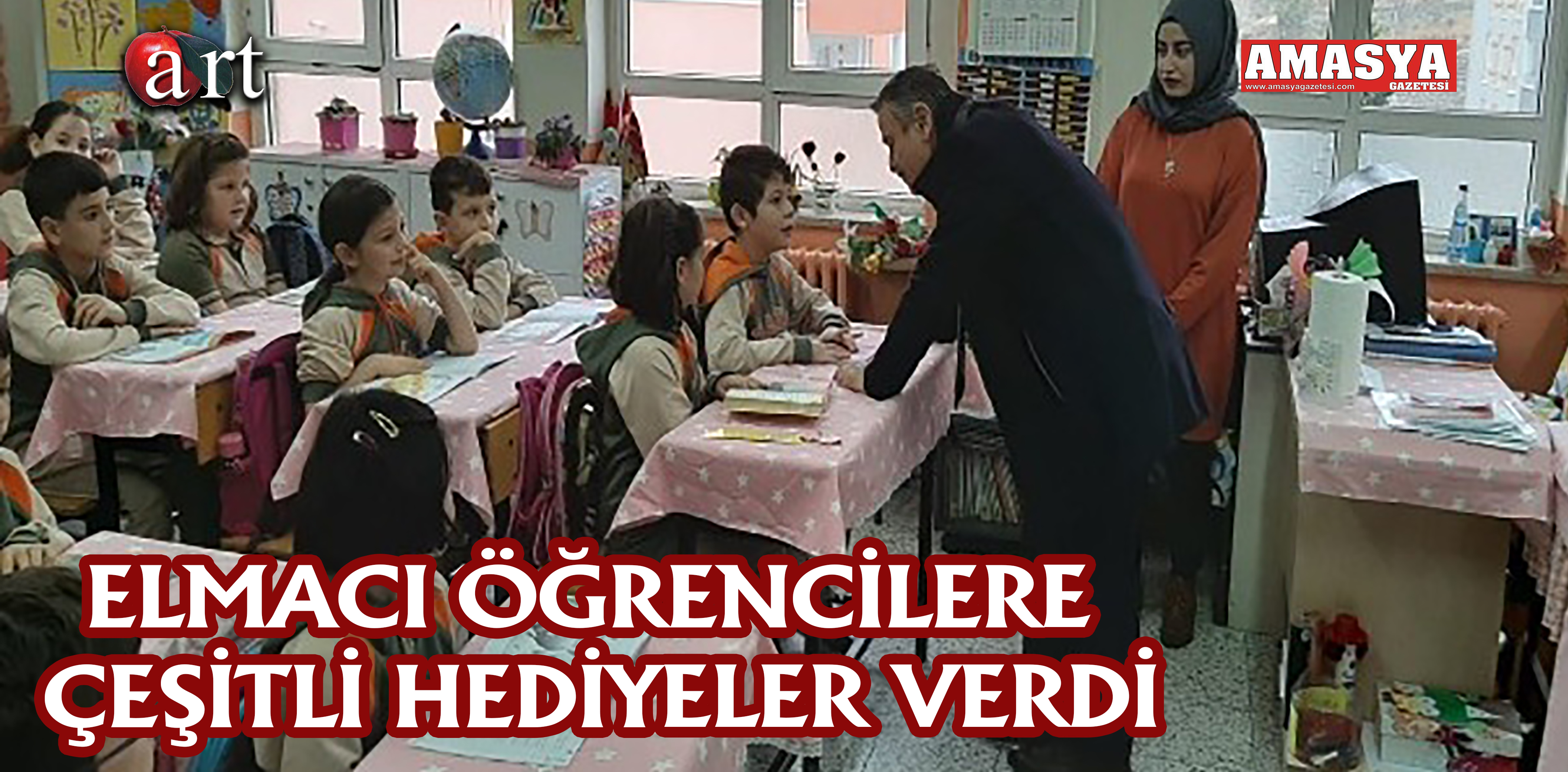 ELMACI ÖĞRENCİLERE ÇEŞİTLİ HEDİYELER VERDİ