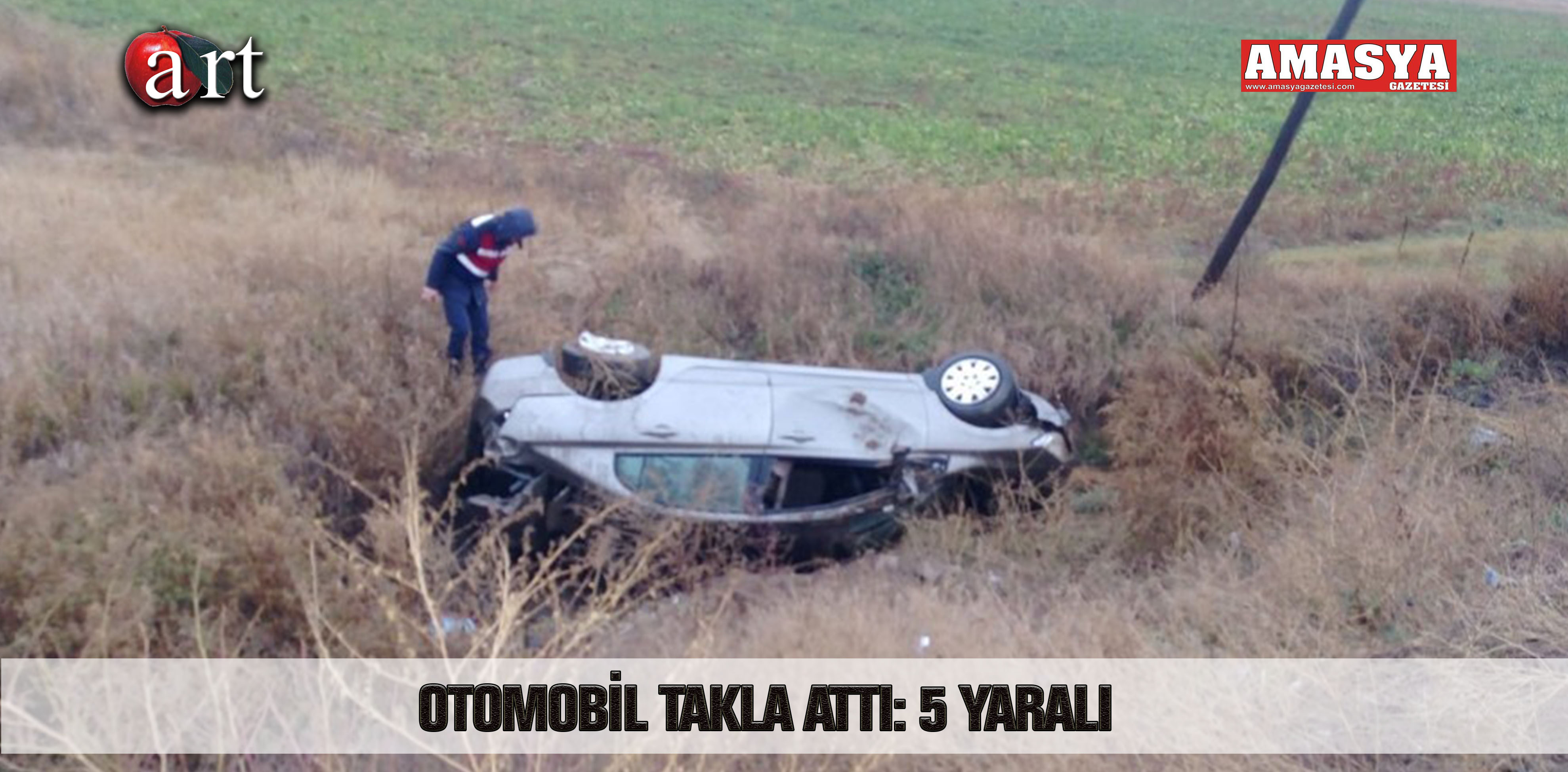 OTOMOBİL TAKLA ATTI: 5 YARALI