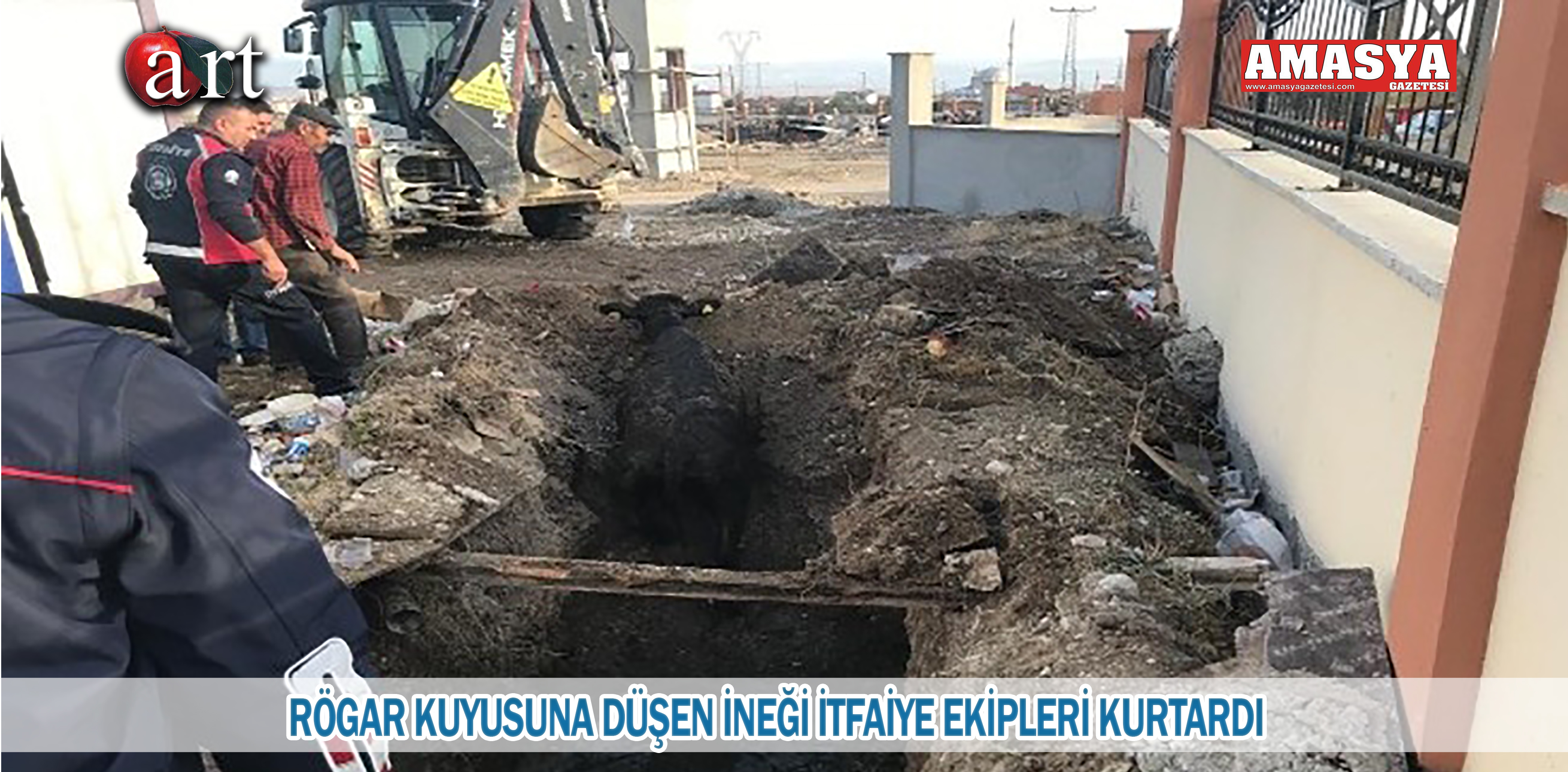 RÖGAR KUYUSUNA DÜŞEN İNEĞİ İTFAİYE EKİPLERİ KURTARDI