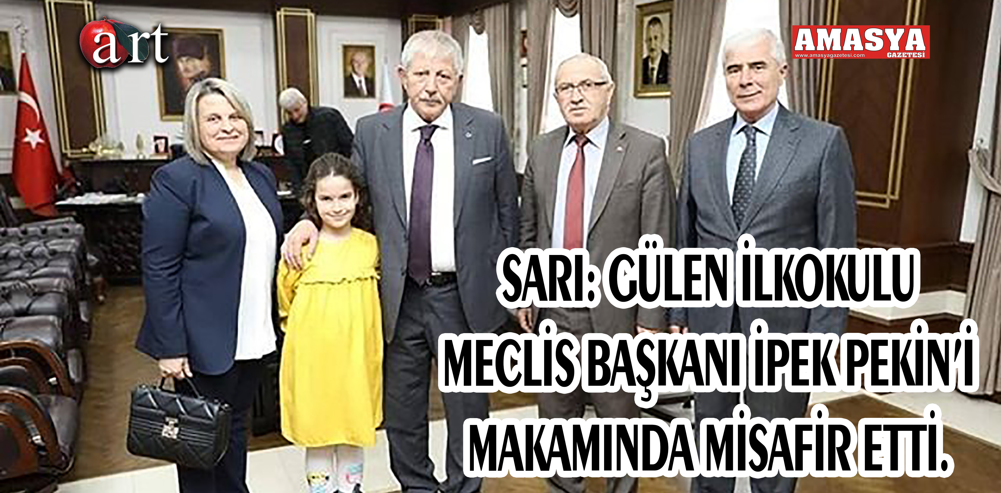 SARI: GÜLEN İLKOKULU MECLİS BAŞKANI İPEK PEKİN’İ MAKAMINDA MİSAFİR ETTİ.