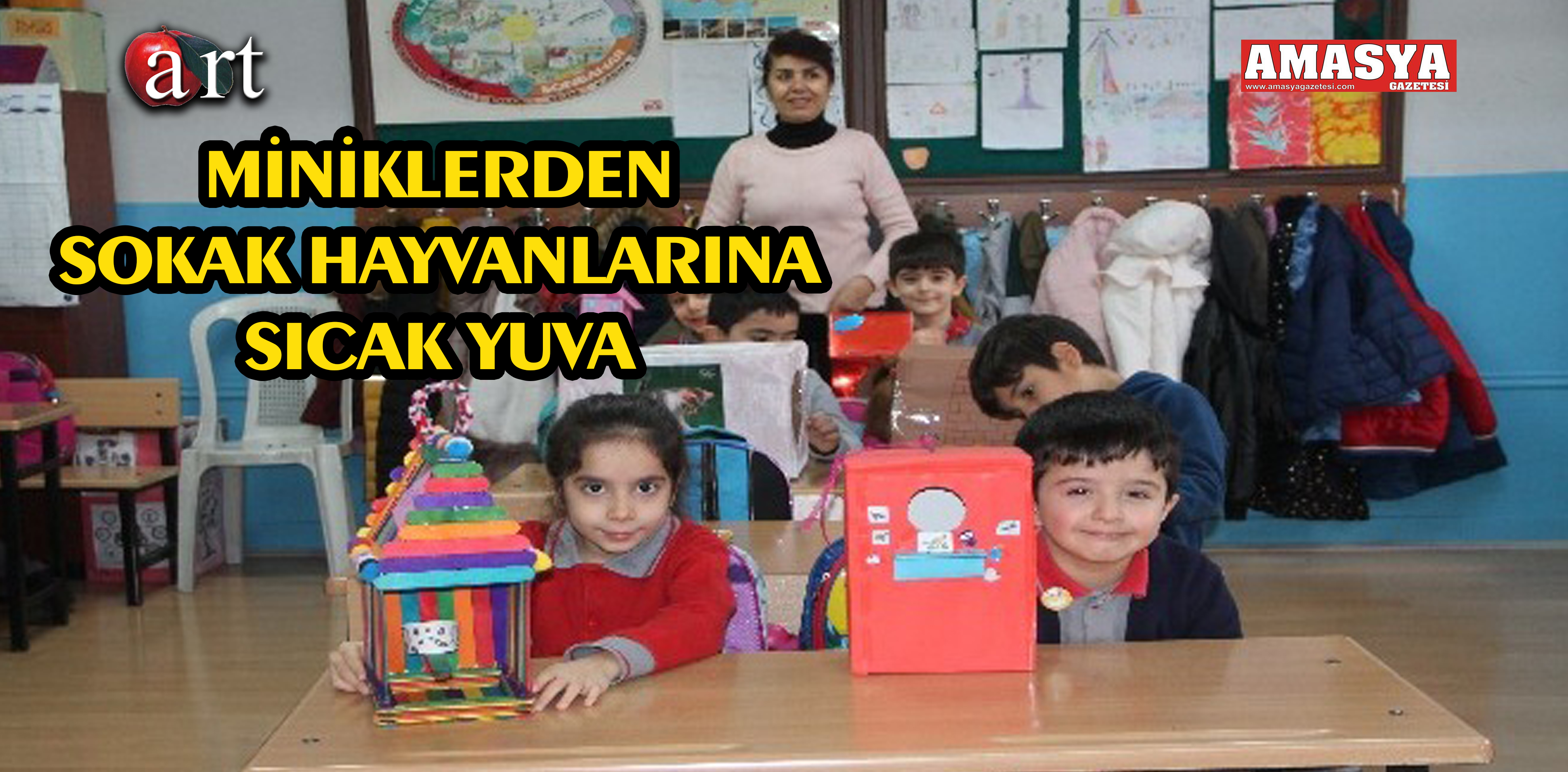 MİNİKLERDEN SOKAK HAYVANLARINA SICAK YUVA