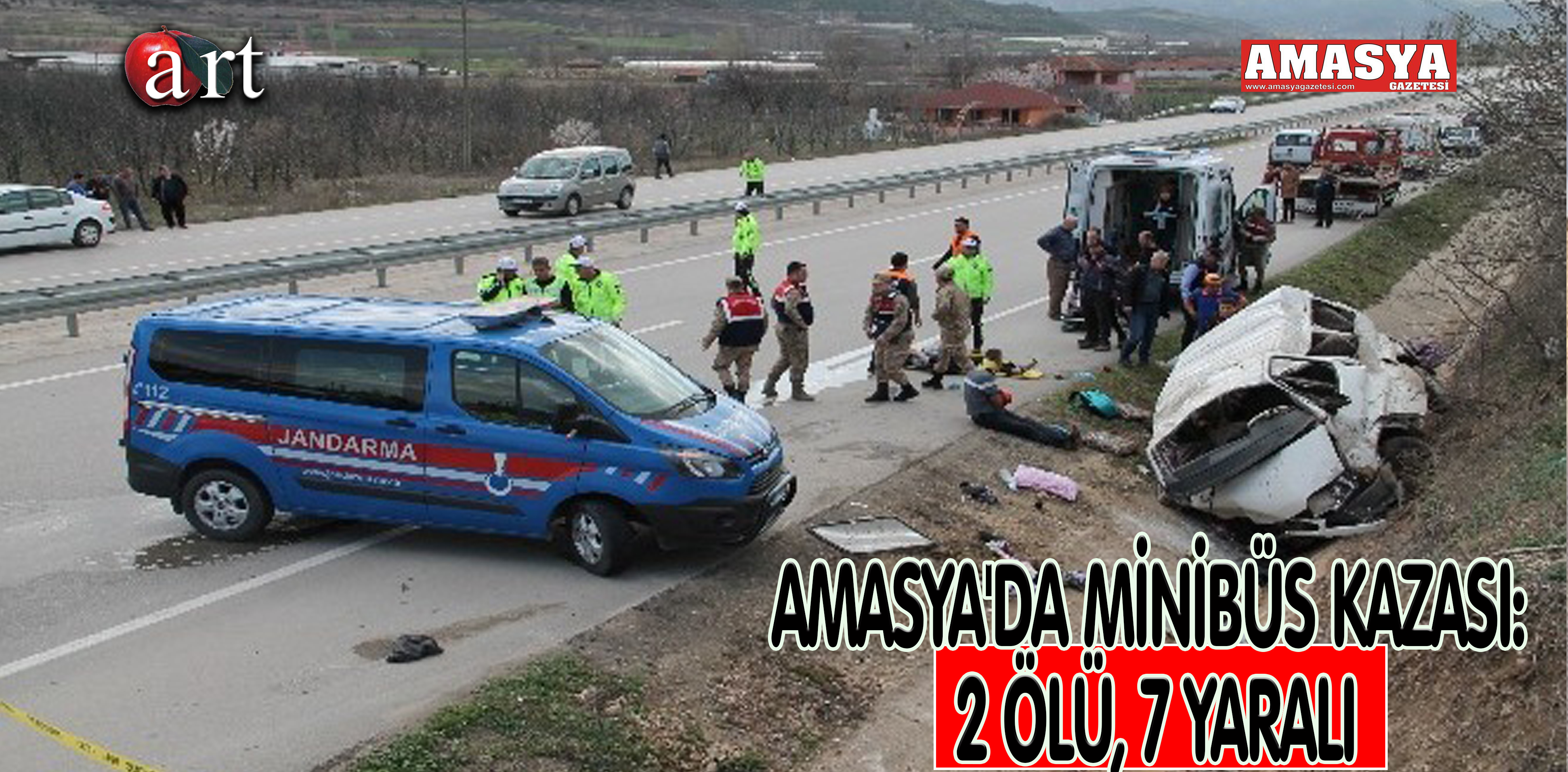 AMASYA’DA MİNİBÜS KAZASI: 2 ÖLÜ, 7 YARALI