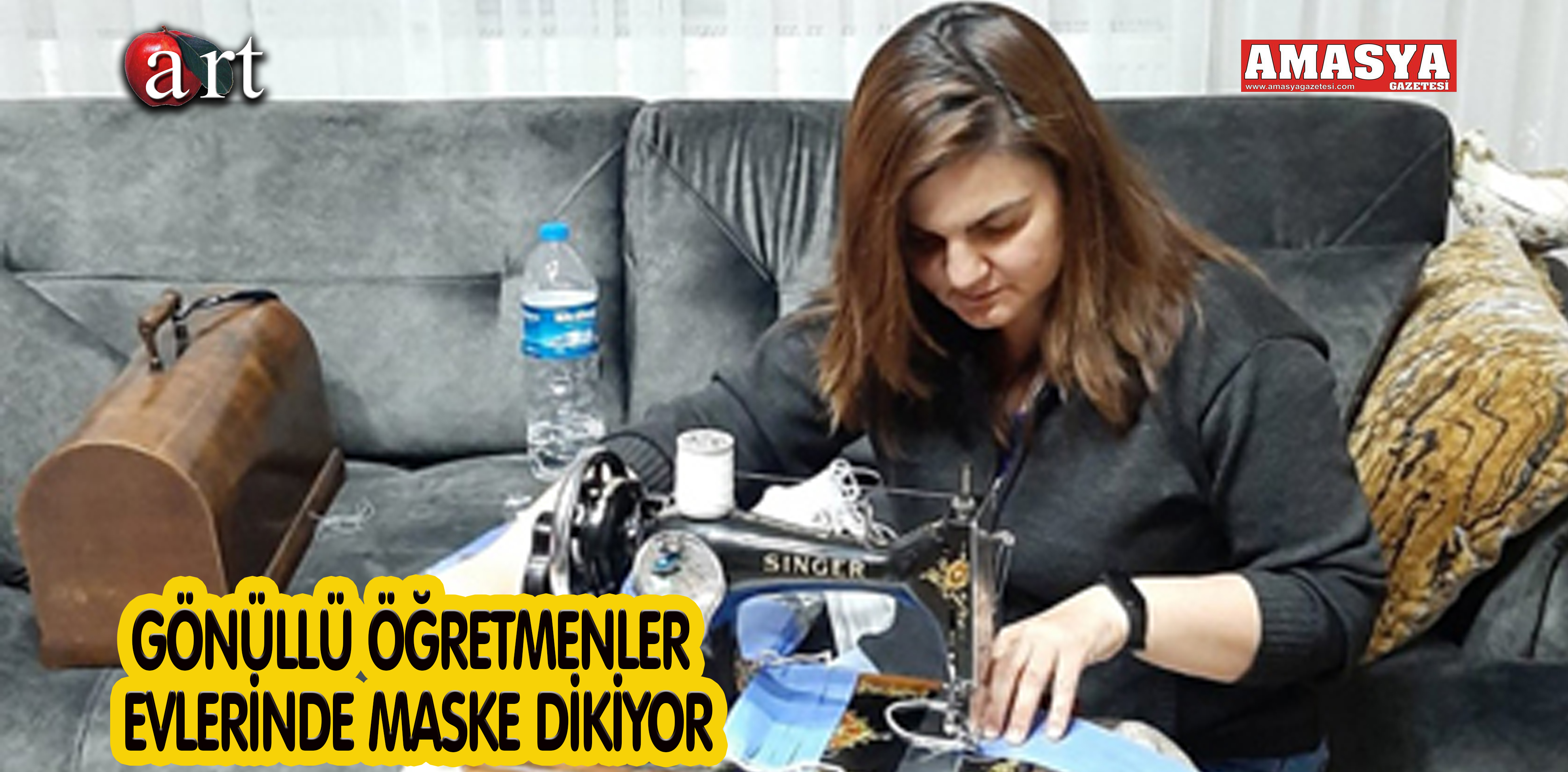 GÖNÜLLÜ ÖĞRETMENLER EVLERİNDE MASKE DİKİYOR