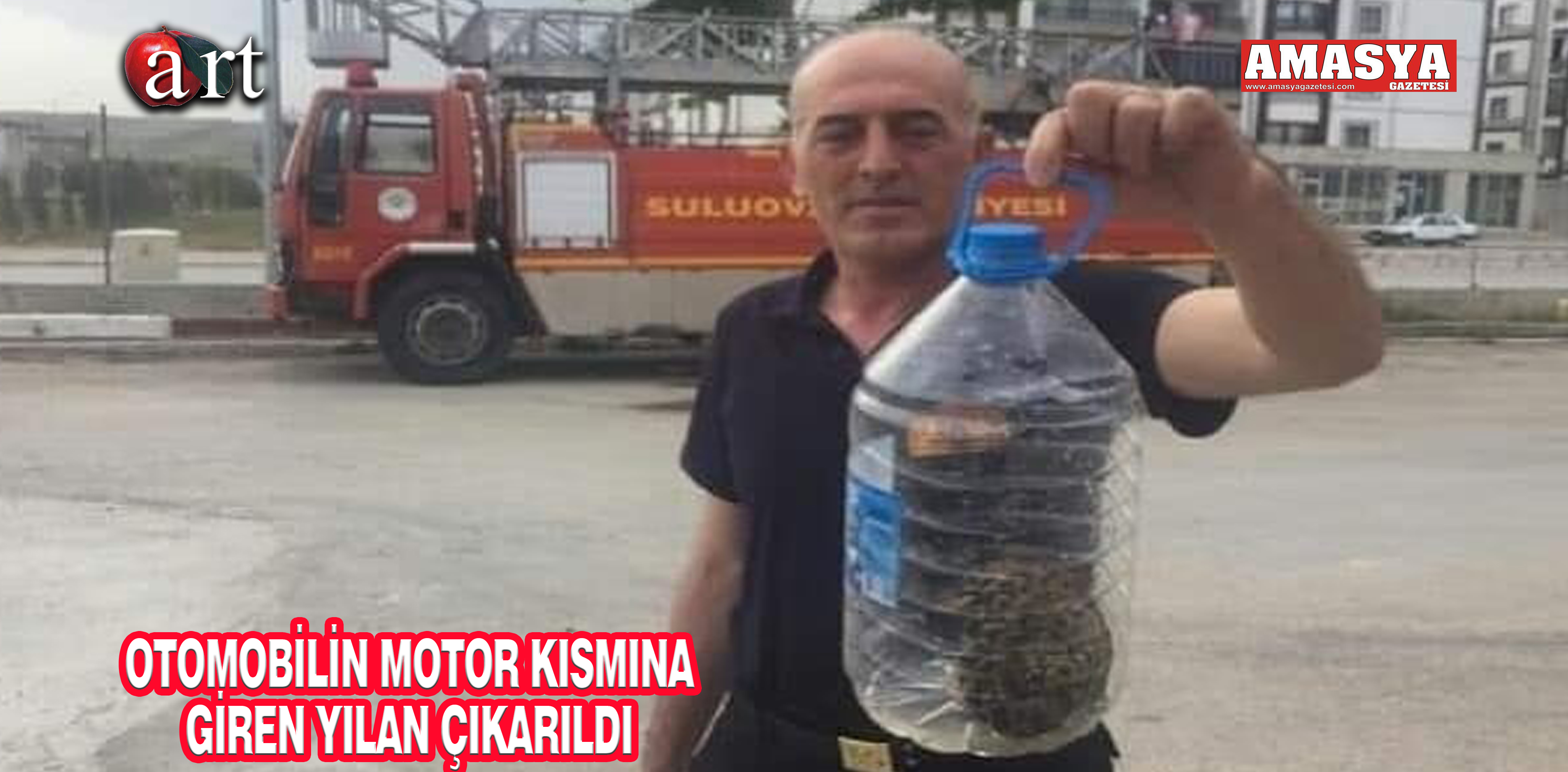 OTOMOBİLİN MOTOR KISMINA GİREN YIKAN ÇIKARILDI