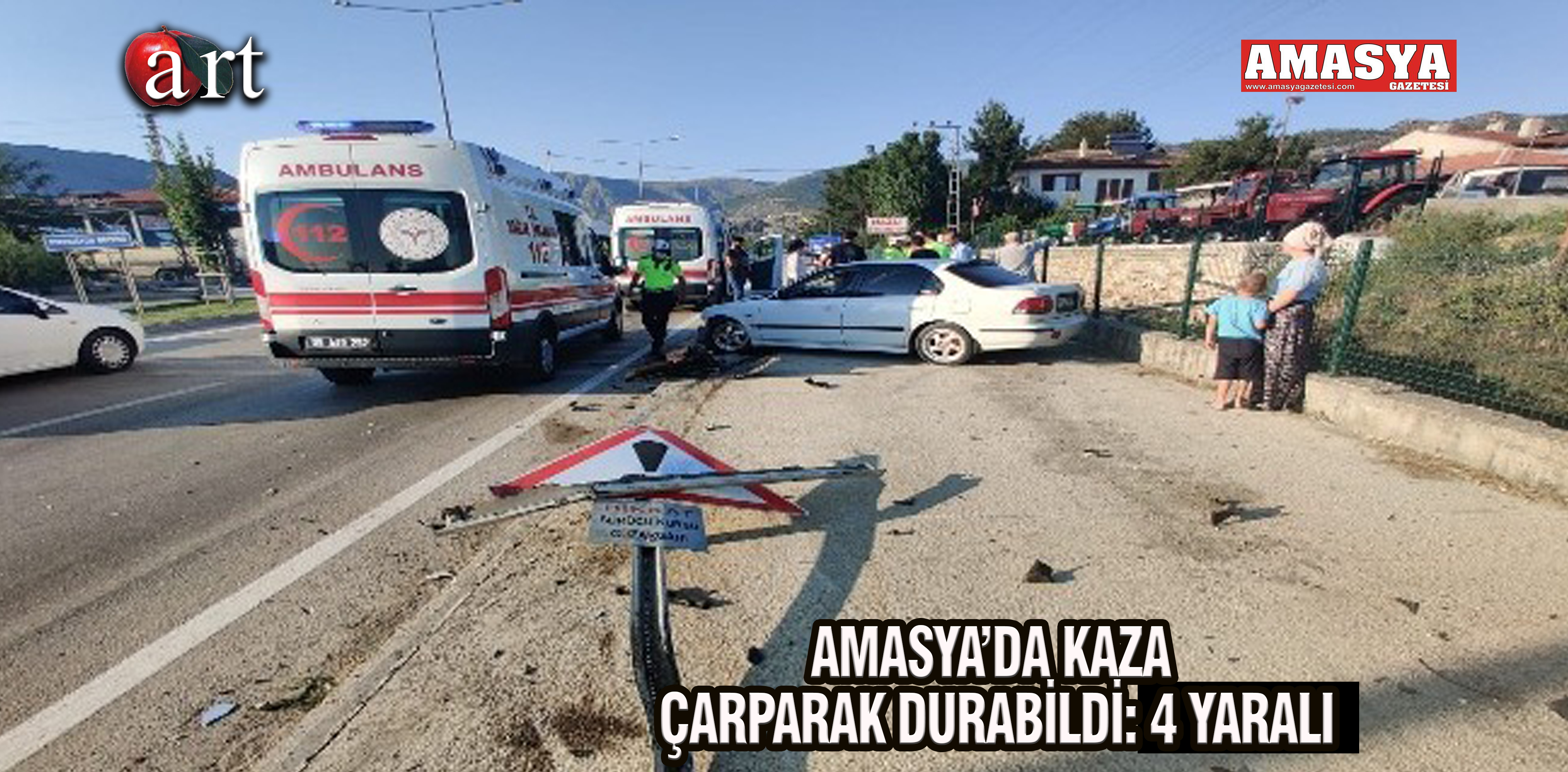 AMASYA’DA KAZA ÇARPARAK DURABİLDİ: 4 YARALI