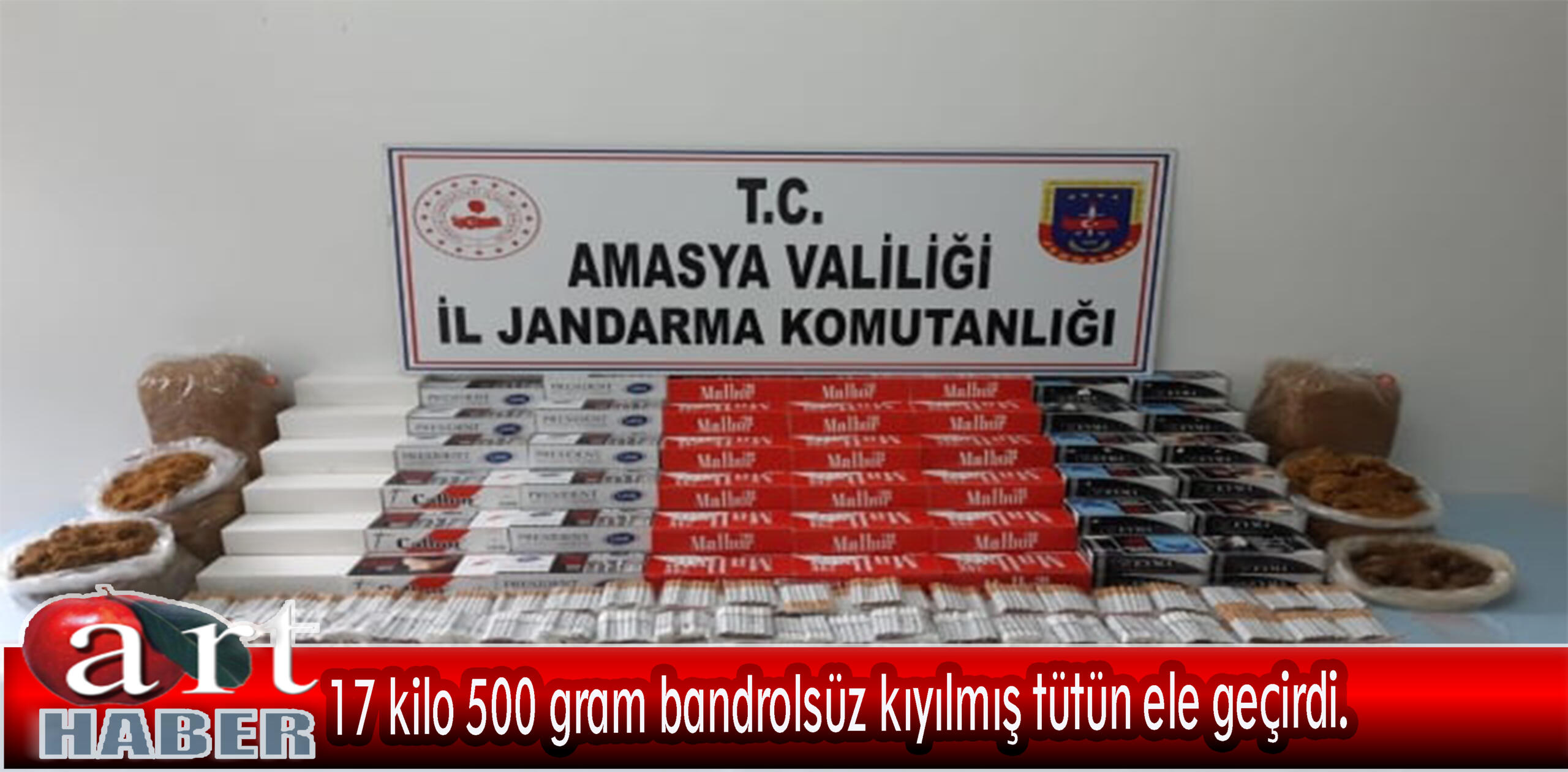 17 kilo 500 gram bandrolsüz kıyılmış tütün ele geçirdi.