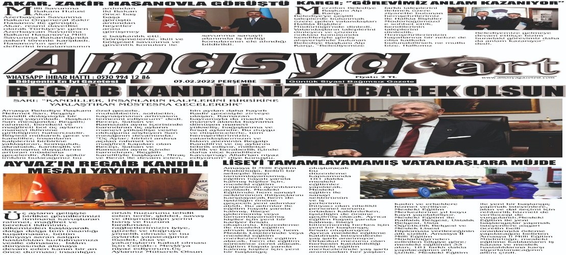 03.02.2022 TARİHLİ GAZETEMİZ