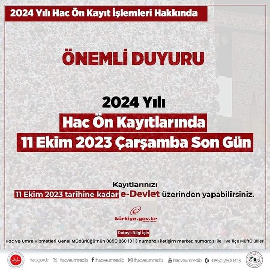 📢 HAC ÖN KAYITLARI İÇİN SON 2 GÜN…